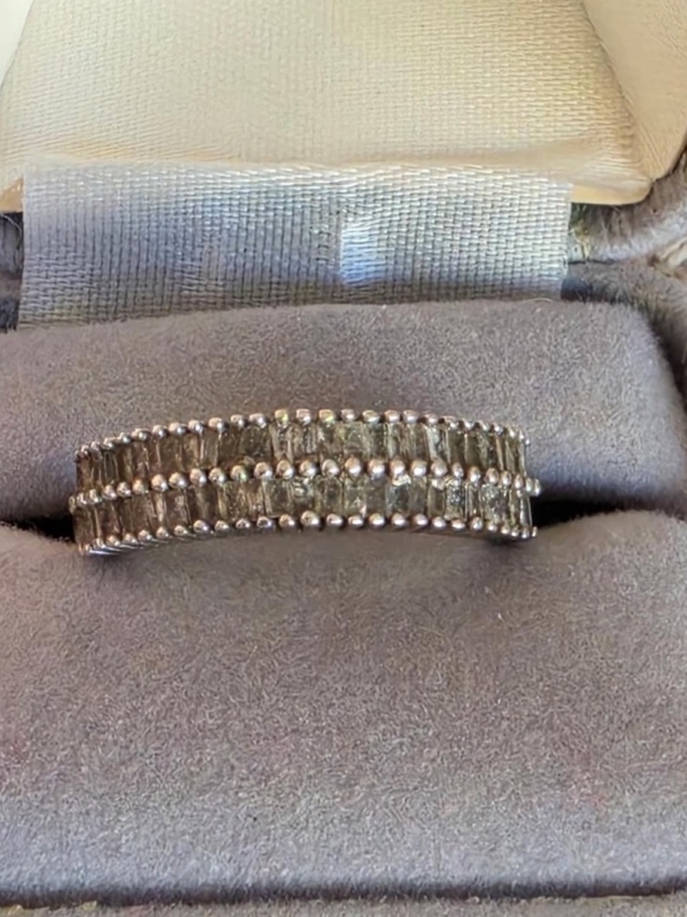 💍 Vintage STS Sterling Silver Genuine Diamond Baguette Band Ring - Size 8